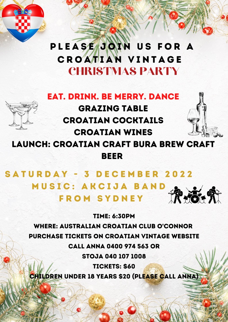 Croatian Vintage Wines - Christmas Party 3rd of December